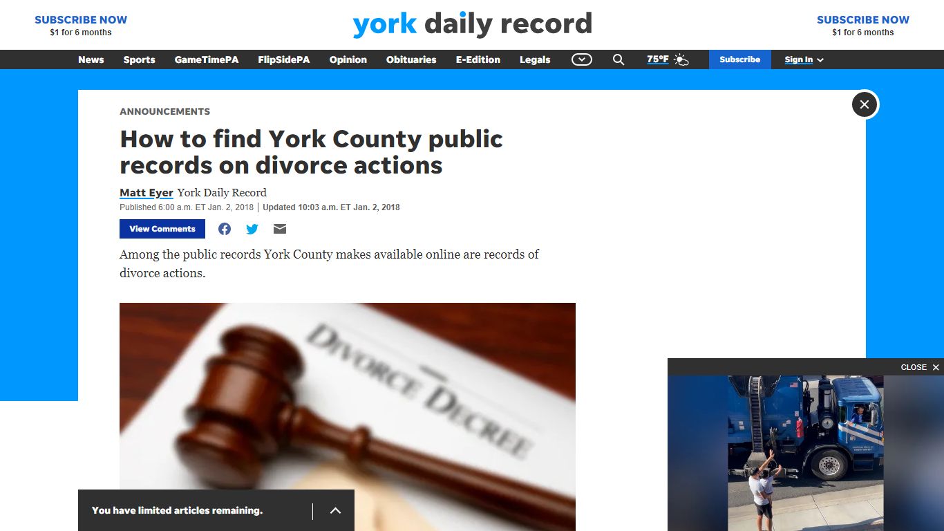 How to find York County, Pa. public records on divorce actions